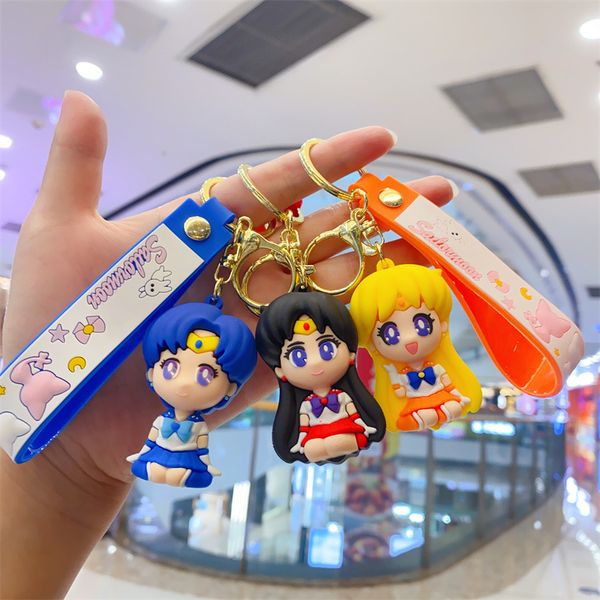 Neues süßes und schönes Mädchen Krieger Keychain Cartoon Tropf Kleber Toy Bag Hanger Keyring kleiner Geschenkgroßhandel