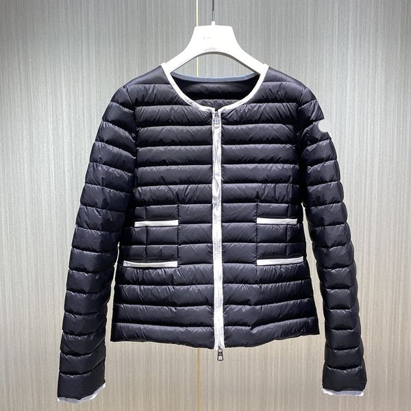 Parkas xury designer feminino para baixo parkas bordado crachá leve tecido cinta em pé pescoço feminino puffer jaqueta engrossado inverno quente