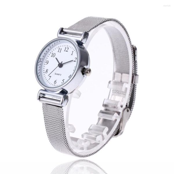 Relógios de pulseira de pulseira Bracelete de luxo 2023 Senhoras pequenas discos redondos Disque branco Relógio de relógio ajustável Número de relógio ajustável