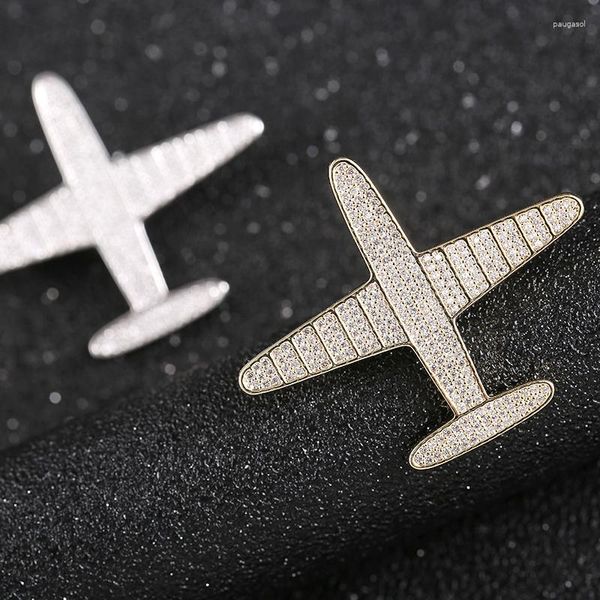 Broches Zhijia Moda dourada cor prata strass rrovó pinos de avião para mulheres presentes de joias de festa