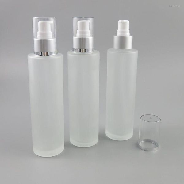 Bottiglie di stoccaggio 300pcs/lotto da 150 ml di bottiglia di vetro gelo con maturazione MA Pompa estetica Toner Essence Packaging da 5 once di shampoo contenitori