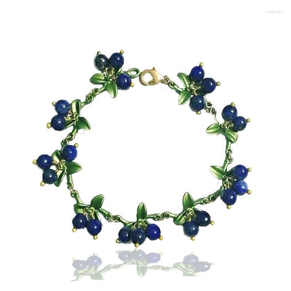 Pulseiras de charme csxjd bracelete de moda jóias lapis lazuli stone tinta metal cadeia elegante mulheres