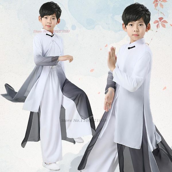 Ethnische Kleidung 2023 Chinesische Kinder Vintage Tai Chi Performance Anzug Wushu Kungfu Uniform Kampfkunstwettbewerb Kleidung