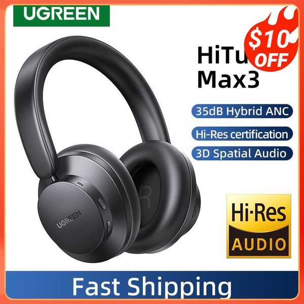 Mobiltelefon Ohrhörer UGreen Hitune MAX3 Hybrid 35 dB ANC Active Rauschabstündungskopfhörer drahtlos über Ohrbluetooth -Kopfhörer 3D Räumliche Audio 230812