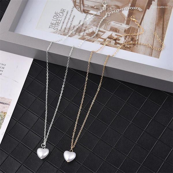 Collane a pendente Love Heart for Women Imitation Pearl Necklace 2023 Fashion Fashion Fashion Gift Gioielli Collier Femme