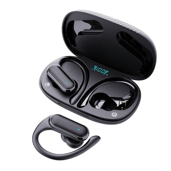 Bluetooth-Kopfhörer Wireless Ohrhörer, digitales Display-Sport-Ohrhörer mit Earhook, Premium Deep Bass IPX5 wasserdichte Ohrhörer-Ohrhörer für Mobiltelefon