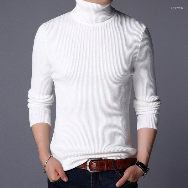 Sweaters masculinos Autumn Winter Reting Knit Pullovers Men 2023 Mangas compridas de cor sólida de cor sólida no pescoço de pescoço trecho