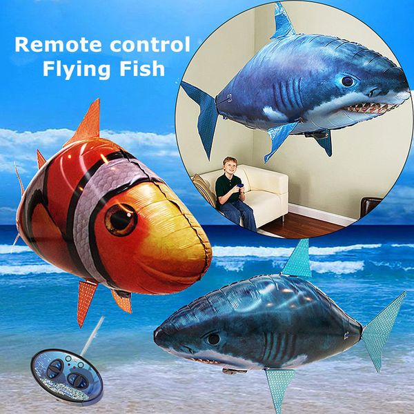 Electricrc Tiere 1pcs Fernbedienung Flieger Lufthai Spielzeug Clown Fischballons RC Hubschrauber Roboter Geschenk für Kinder aufblasbar mit Heliumflugzeug 230812