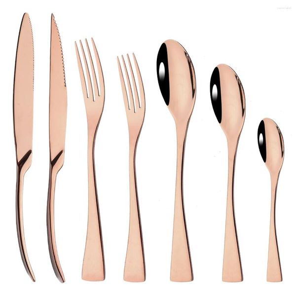 Conjuntos de utensílios de jantar conjunto de ouro rosa 304 Aço inoxidável espelho de talheres de faca Fork Sploons Silverware Kitchen Home Party Tableware