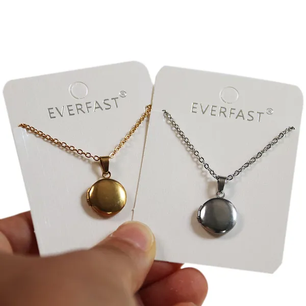 Everfast 10 Stück/Lot winzige schlichte runde 13 mm Medaillon-Edelstahl-Fotorahmen-Anhänger-Halskette schwimmende Charms für Damen und Herren, Familien-Gedenkschmuck