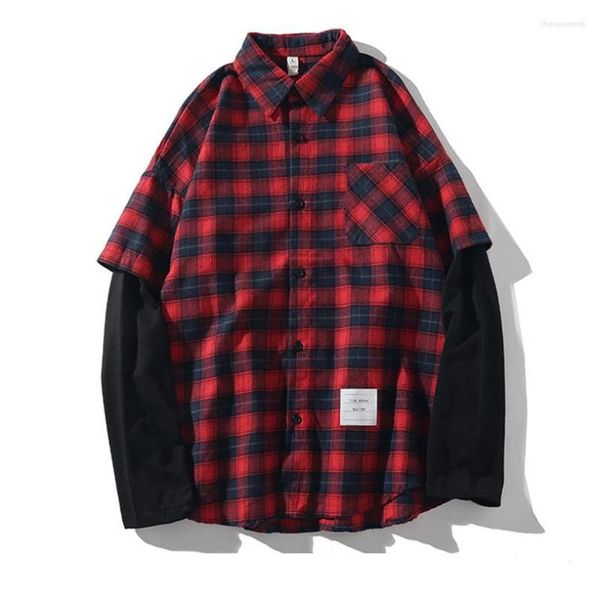 Camicie casual maschile finte 2 pezzi da uomo coreano da donna camicia alla moda elegante per abiti africani rosso nero