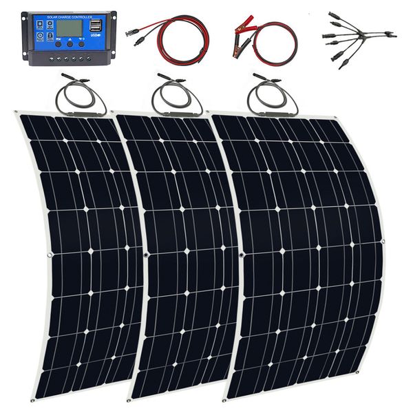 Ladegeräte 300W Solar Panel Kit Complete 12 V Monokristalline 200W hohe Effizienz Leichtflexible 100W 230812