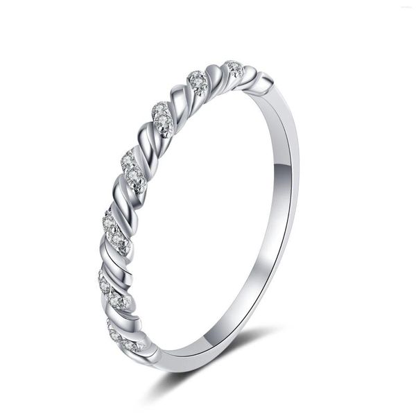 Clusterringe AZ458-J lefei Modetrendy Luxus Einfacher klassischer klassischer Moissanite Lucky Twist Ring für Frauen 925 Silberparty Hochzeitszauber