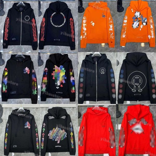 Moletons masculinos Moletons Designer Mens Chrome Inverno Coração Hoodie Ch Manga Longa Jaqueta Casaco Com Capuz Homens Mulher Hip Hop Chromees Azul Casacos # 1