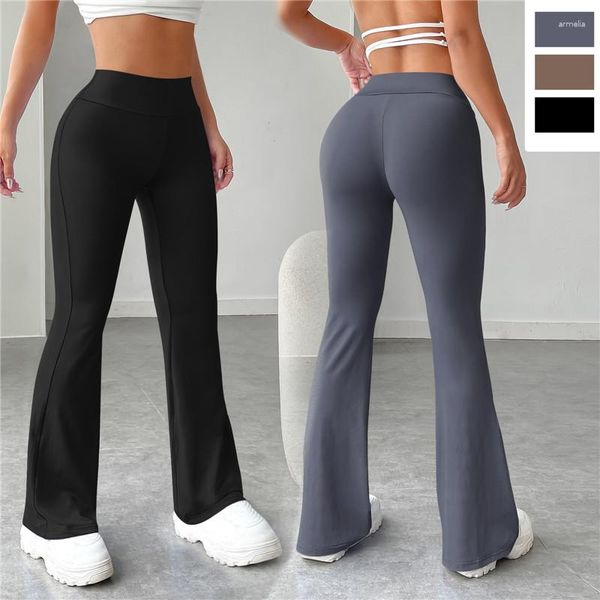 Calças ativas 2023 Flare Yoga Women Women Caustra Alta perna de ginástica esportes preto calça de calça mais tamanhos de dança feminina