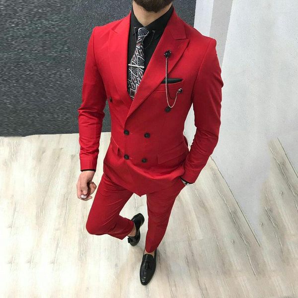 Ternos masculinos homens vermelhos personalizados para o noivo do casamento noivo Tuxedos