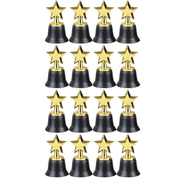 Objetos decorativos Figuras 16pcs Kids Plastic Gold Star Trophies Golden Colored Award Trophy for Football Soccer Baseball Carnival Prize Party Gift 230814