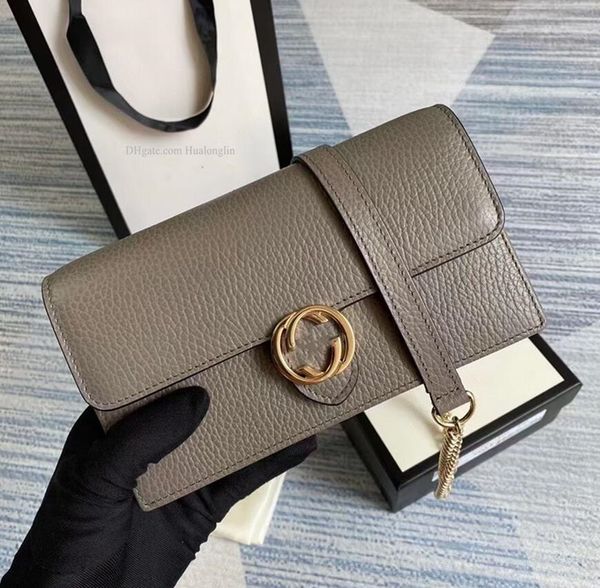 Desconto com desconto de alta qualidade bolsa de couro bolsa feminina com caixa e cadeia frete grátis moda de luxo