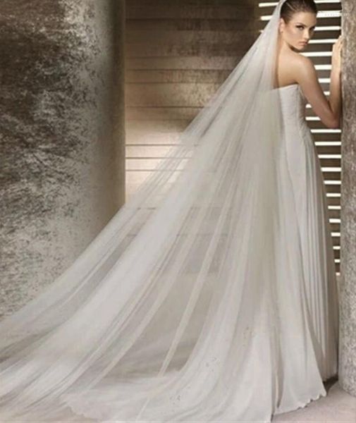 Veli da sposa matrimonio semplice tulle bianco avorio a due strati Accessori per spose a bordo nastro da 75 cm velo da donna corto con pettine