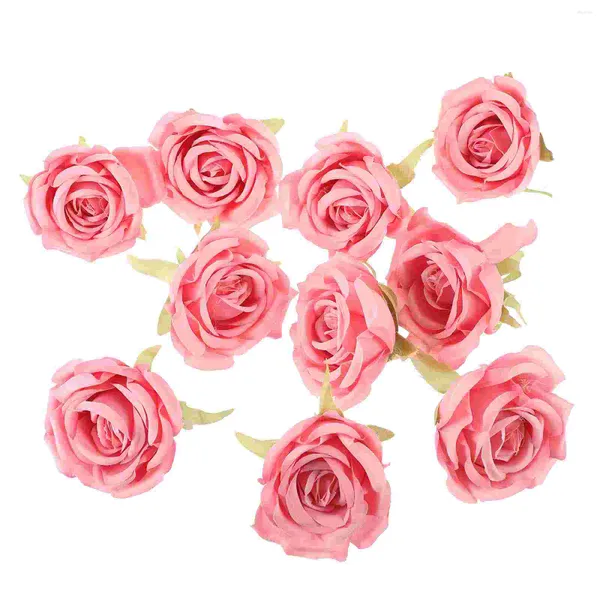 Flores decorativas 10pcs Rosas de seda artificial Head Fake Rose Flower Wedding DIY