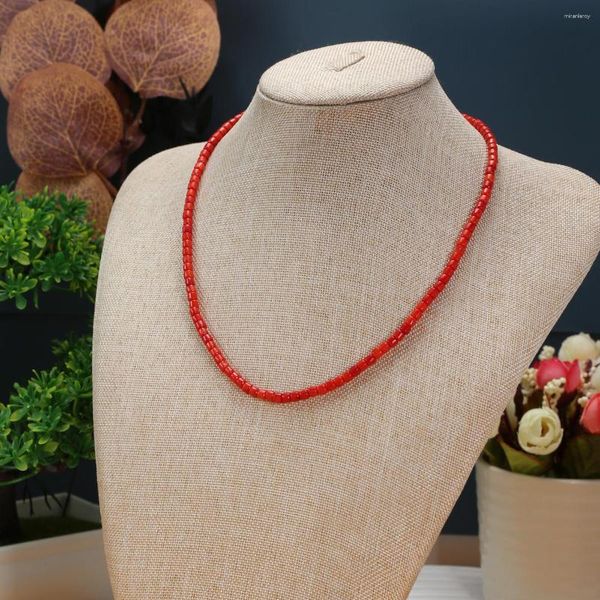 Ketten 38 cm Natural Coral Perlen Halskette Rot lose Perlen zum Herstellen von DIY juwerly Armbandzubehör 3x3mm