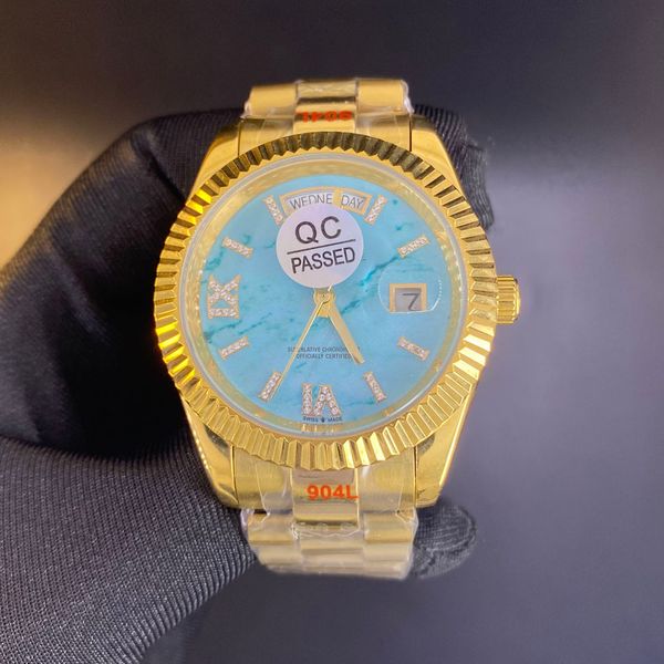 2023 Роскошная новая мода 41 мм золотые часы для мужчин дизайнер дизайнер высококачественный AAA Механический автоматический мужская нержавеющая сталь Blue Dial Friend Gift