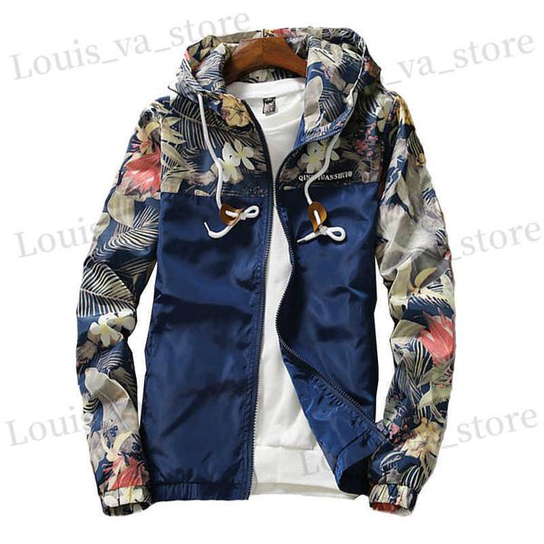 Jaqueta floral masculina Hip Hop Windbreaker Jackets de moda masculino Mulheres de rua de rua casal casal de outono casaco com capuz de alta qualidade jk0001 t230814