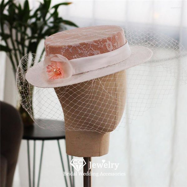 Chieni CC Cappelli romantici Donne Accessori per capelli Abbigliamento da sposa Abito da sposa Abito da sposa Cappello Fiore Cappello Fiore con veli Regalo M007