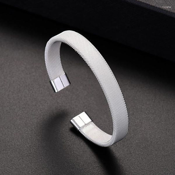 Bangle Product Produto Jóias de moda de luxo Prata de prata embrulhada malha aberta Bracelet Gifts For Women Bangles