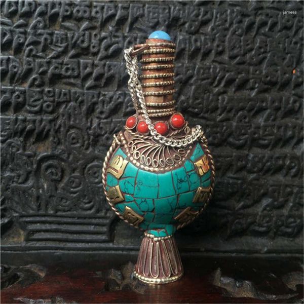 Colares pendentes BYH012 Nepal Snuff Bottle Pingents Mantras Tibetan Amulets Tibet Collectibles Fork Arts