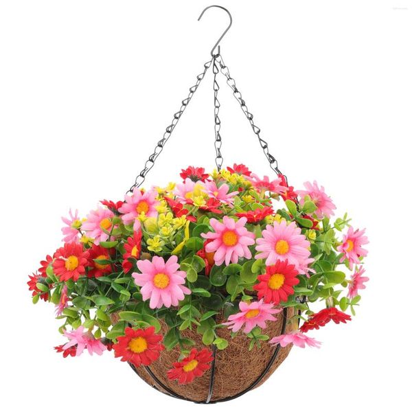 Flores decorativas Plantas ao ar livre artificial Plantas penduradas Garland Pot Pot Pot Pote Fake Poted 50x28cm Cestas de plástico