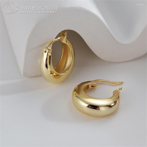 Orecchini a cerchio Colore in oro giallo per donne Lady Silver Round Circle Oreging Cuff Pendientes Mujer Accessori per gioielli alla moda