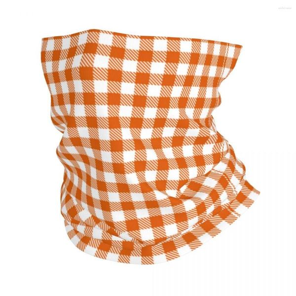 Bandanas Orange Plaid karierte Winterstirnband Halswärmer Frauen Männer Wanderradrohr Schal Geometrisch Gingham Face Bandana Giterin