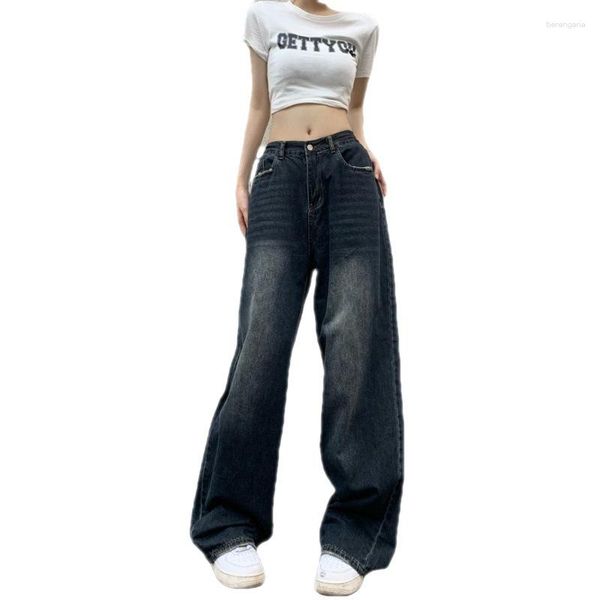 Frauen Jeans 2023 Vintage Women Wide Leg Harajuku Baggy Jeanshose Übergroße Streetwear Y2K Straight Wischhosen