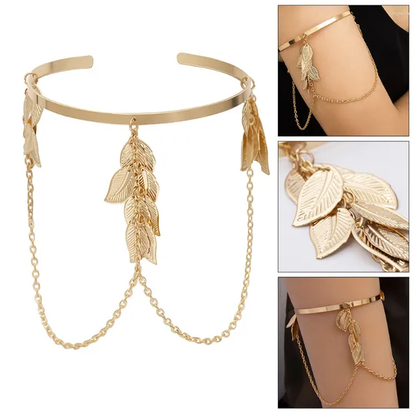 Orecchini di collana set catena a bracciola geometrica foglia cappa a sospensione braccialetti braccialetti gamba elegante miss wedding