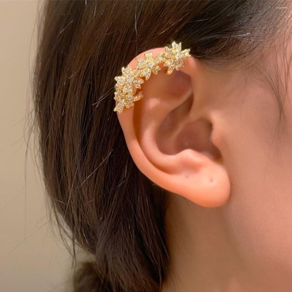 Brincos de costas Flor Ear osso clipe de moda Luz de luxo com diamante Acessórios sem casos sem piercing garanhão