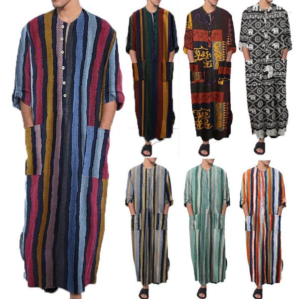 Этническая одежда мусульманские исламские мужчины Джубба Тобе карманы африканский дасик абайя арабский кафтан сауди кимоно с длинными халатами платья Рамадан Ид араб
