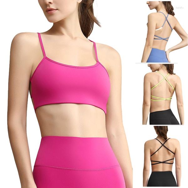 Yoga -Outfit sexy Rückenless Unterwäsche Fitness Running Pilates Sport Bra Solid Color Camisole