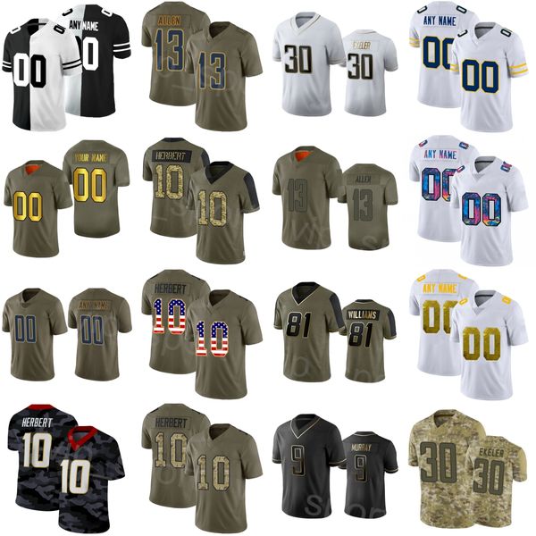 Football 30 Austin Ekeler Jersey 25 Joshua Kelley 28 Isaiah Spiller 10 Justin Herbert 13 Keenan Allen Gerald Everett Derwin James Quentin Johnston Custom Shandian