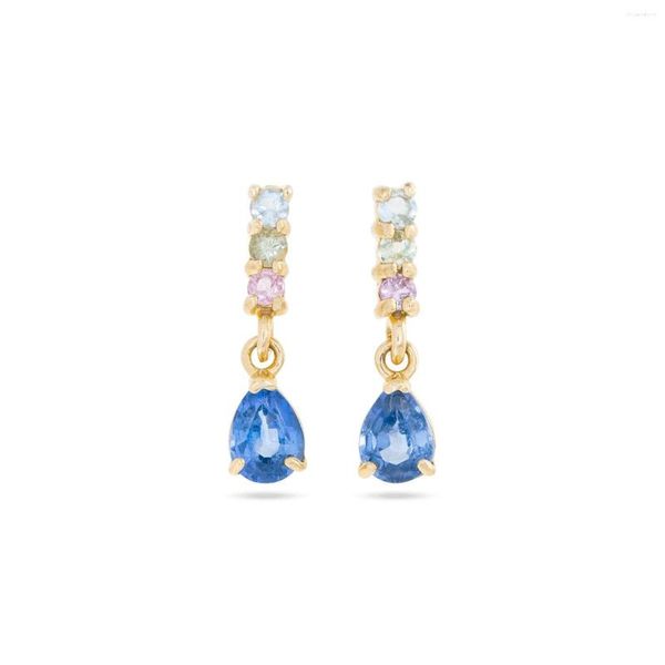 Brincos de balanço 925 prata esterlina pequeno brinco de cz pequeno piercing azul claro azul cúbico zirconia ouro banhado a vermeil jóias por atacado