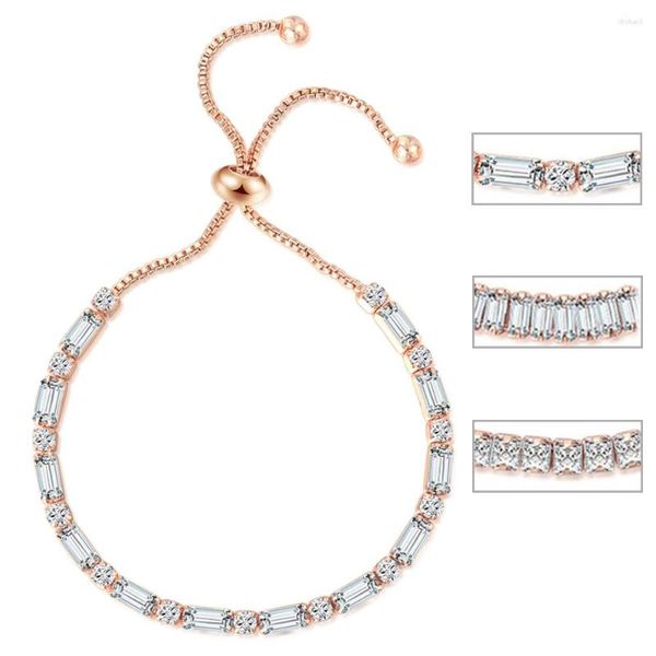 Pulseiras de tênis de fita para mulheres Sparkling Small Zirconia Casamento de Natal Platinum Party Jewellry Fashion Jewelry Gifts