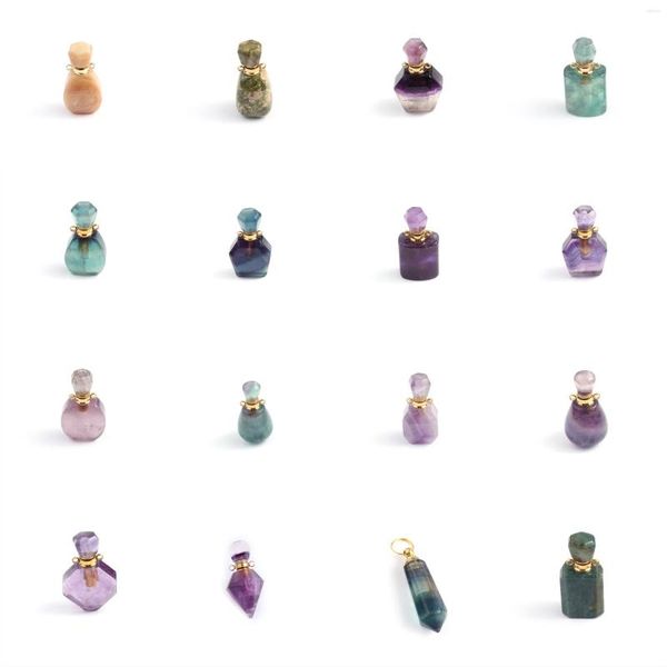 Anhänger Halsketten Naturstein Prfume Flasche Amethyst Rosequarz Achatheilungskristalle Reiz für Schmuck, die DIY -Ohrringe machen