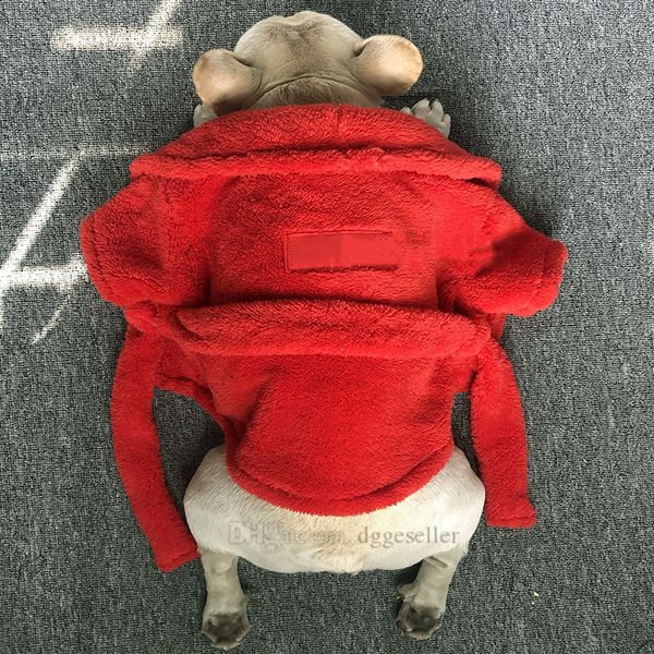 Fatchan Roupas de grife Marca Roupão de Banho Macio Coral Fleece Cão Casaco de Secagem Rápida Super Absorvente Toalha para Animais de Estimação Robe Engrossado Vestido de Noite para Cães Pequenos Vermelho A798