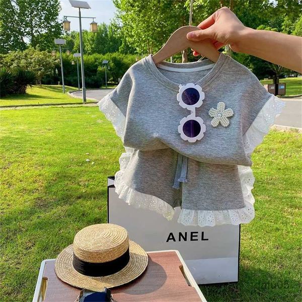 Kleidungssets Mädchen Kleidung Sets Sommer T-Shirt+Shorts Neue Kurzarm Kinder Casual Clothes Anzüge Kleinkind Girl Kinder Sportswear 2pcs 2-7y R230814