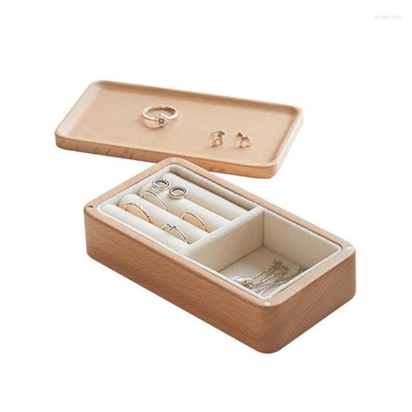 Tasche di gioielli scatole in legno e orecchini da pacchetti Orecchini da viaggio Organizzatore di gioielli con attrazione magnetica