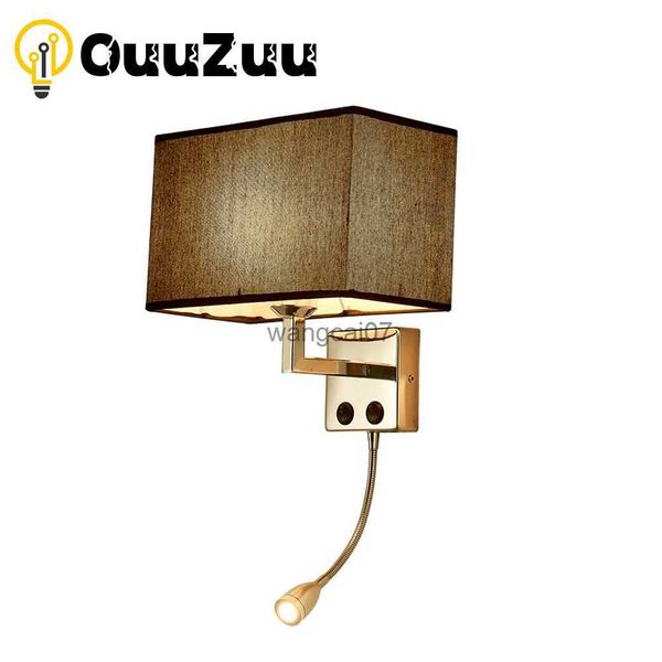 Wandlampen Ouuzuu E27 Lampenwandlampe mit Schalter Dual Light Quelle mit LED -Studie Lesen Lampen Schlafzimmer Betthotel Innenbeleuchtung HKD230814