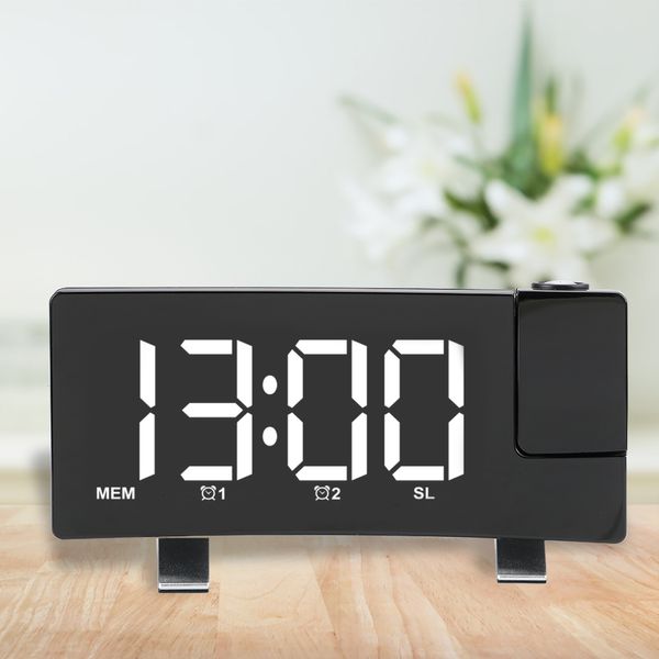 Relógios da mesa de mesa LED digital Relógio FM Rádio USB Projeção de backlight Snooze Timer de despertador de desarrumador Girando o projeto 230814