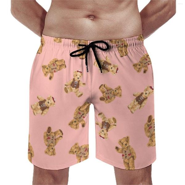 Short shorts pranchas de verão desenho animado urso surf no design de estampas de animais fofo