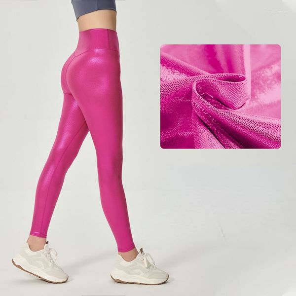 Leggings femininas brilhantes lantejoulas de lantejoulas altas cintura push up esportes apertados com calças de ioga feminina brilho slim fit sem costura