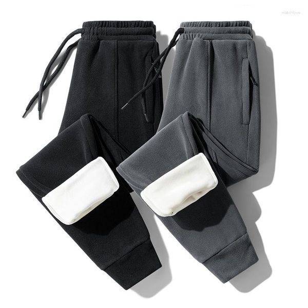 Pantaloni da uomo pantaloni in pile caldi invernali di alta qualità spesse pantaloni di lana di lana sport maschio tattico tattico grande trackpants nero di grandi dimensioni